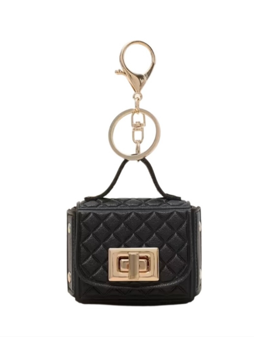 Purse Charm, Mini Embossed Clutch Black